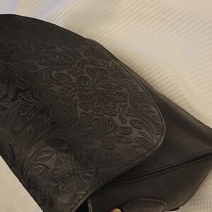 Black Embossed Shoulder Bag